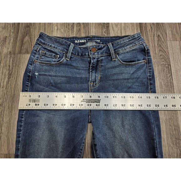 Old Navy Jeans Womens 4 Petite Blue Medium Wash Rockstar Mid-Rise Skinny Stretch - Picture 8 of 11